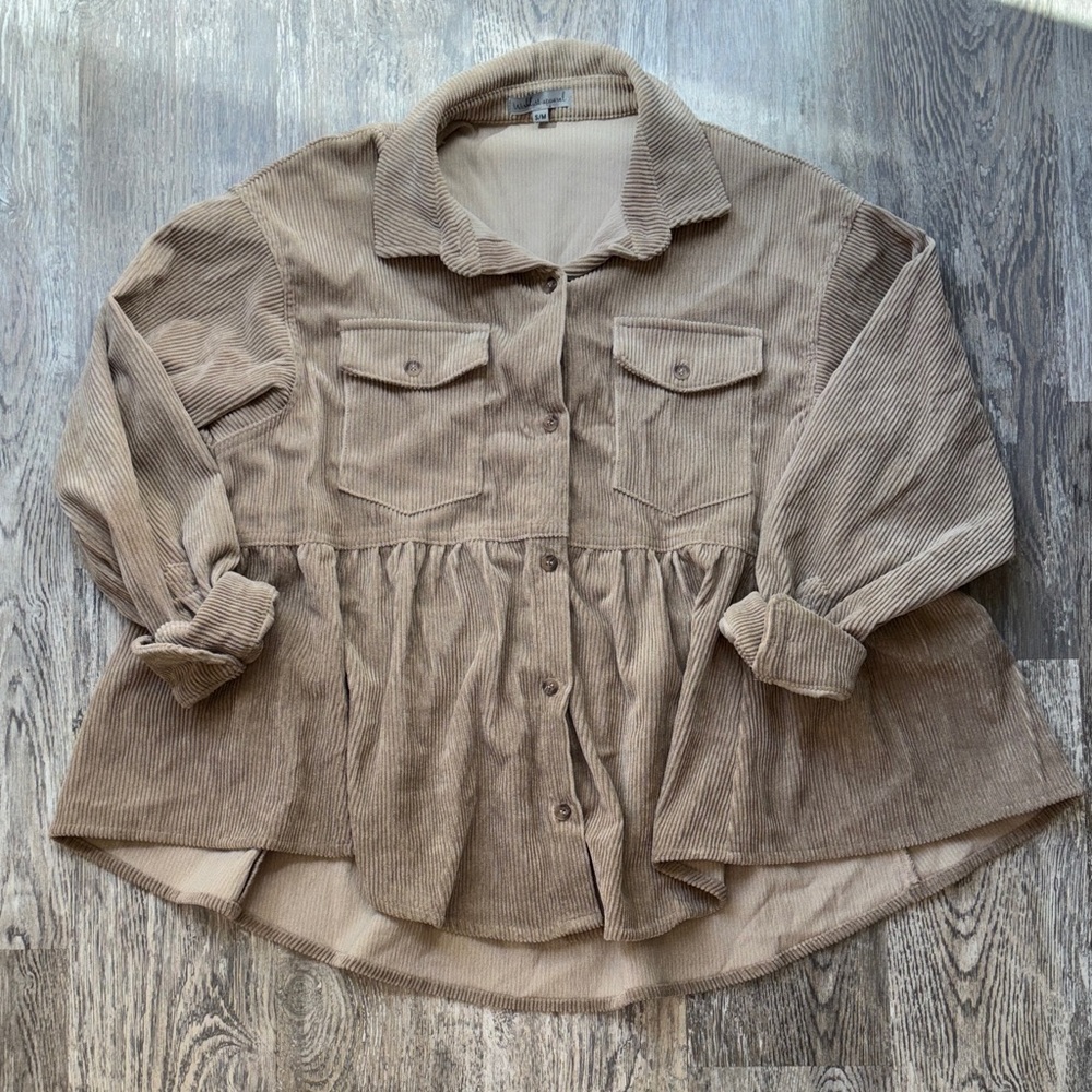 Wishlist Corduroy Utility Jacket in Beige